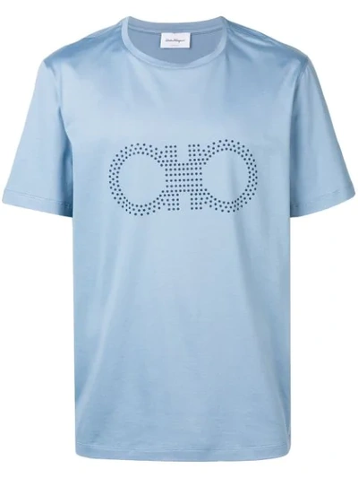 Ferragamo Gancio Logo Print T-shirt In Blue