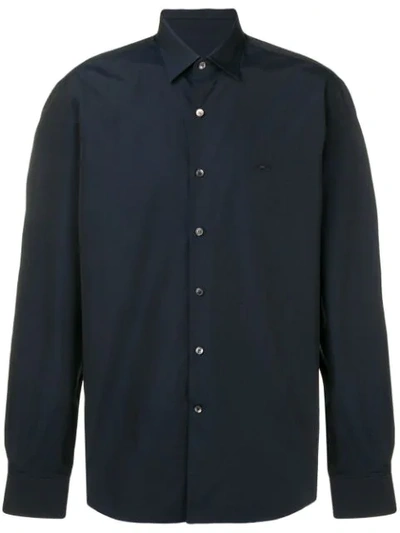 Ferragamo Long-sleeve Fitted Shirt In Dark Navy