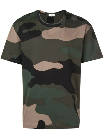 Valentino Camouflage Print T-shirt - 绿色 In Green