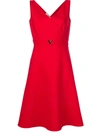 Valentino V-hardware Double Crepe Dress In Red