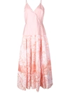 Rosie Assoulin Damask Wrap Front Midi Dress In Pink
