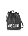 MOSCHINO BLACK LEATHER BUCKET BAG,10800931