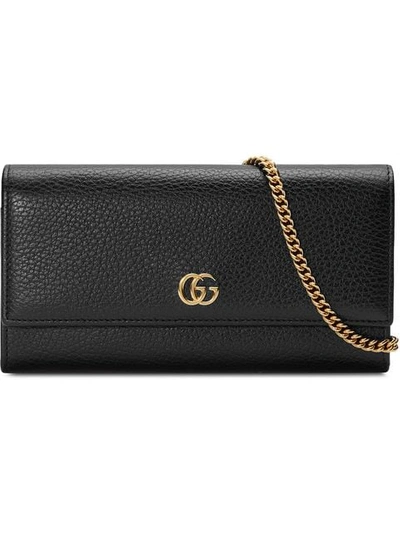 Gucci Gg Marmont真皮褡裢钱包 - 黑色 In Black