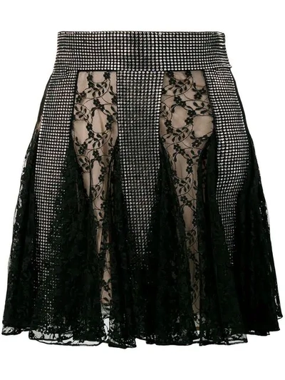 Christopher Kane Flared Lace And Sequin Mini Skirt In 1000 Black