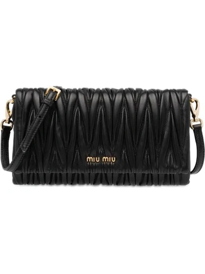 Miu Miu Matelassé Leather Mini Bag In Black