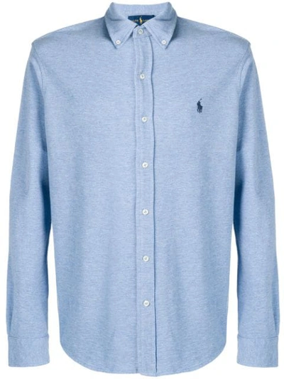 Polo Ralph Lauren Slim Fit Long Sleeve Poplin Button Down Shirt In Blue End On End