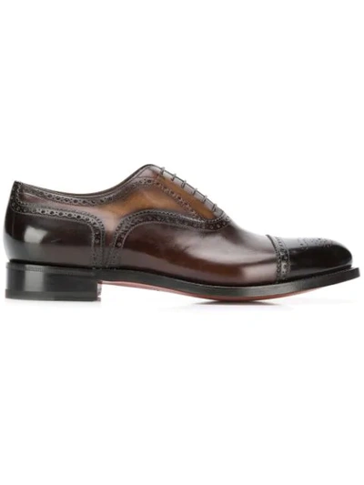 Santoni 6 Hole Oxford Shoes In Brown