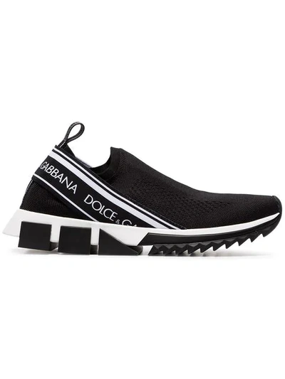 Dolce & Gabbana Black Sorrento Stretch Slip-on Trainers In 8b956 Black