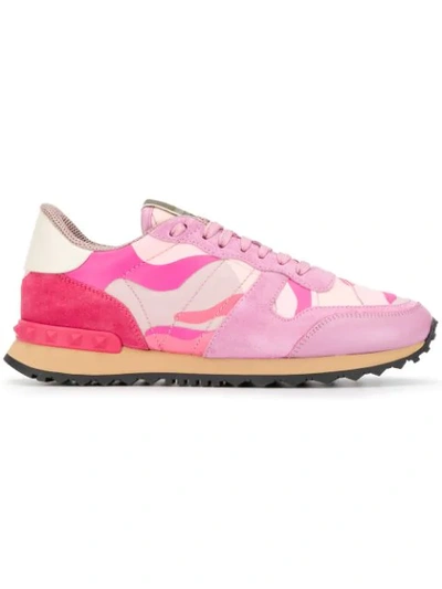 Valentino Garavani Rockrunner Leather & Suede Sneakers In Pink