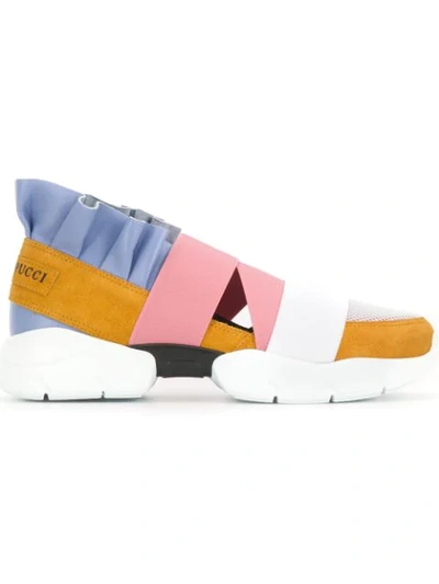 Emilio Pucci City Up Leather Sneakers With Criss-cross Straps In Multicolor