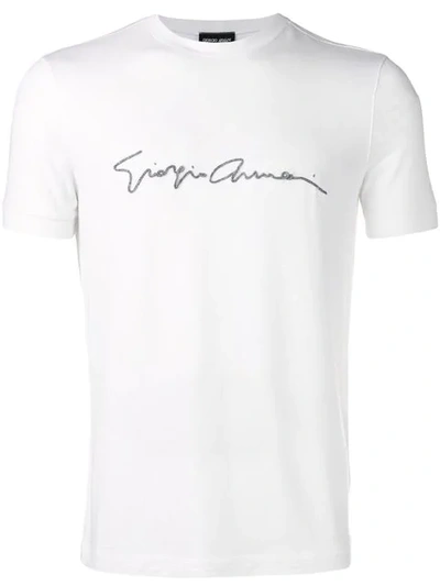 Giorgio Armani Logo Embroidered T In White