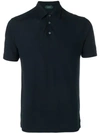 Zanone Short-sleeved Cotton Polo Shirt In Dark Blue