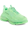 Balenciaga Triple S Clear Sole Trainer Sneaker In Neon Green