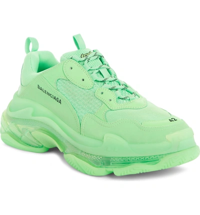 Balenciaga Triple S Clear Sole Trainer Sneaker In Fluo Green