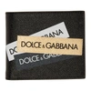 DOLCE & GABBANA DOLCE AND GABBANA BLACK AND GOLD LOGO TAPE BIFOLD WALLET