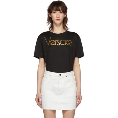 Versace Black Logo Print Short Sleeve T Shirt