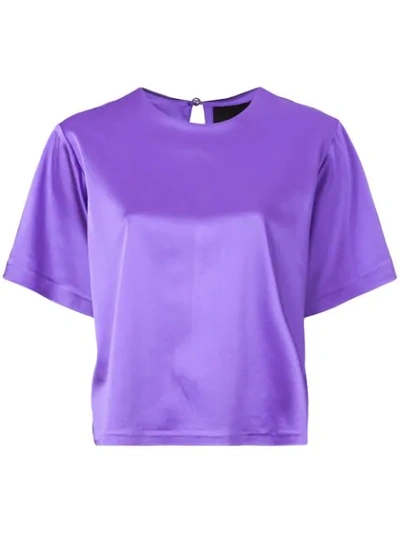 Cynthia Rowley Rush弹性缎面t恤 - 紫色 In Purple