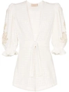 ADRIANA DEGREAS ADRIANA DEGREAS PORTO EMBELLISHED SLEEVE COTTON PLAYSUIT - 白色