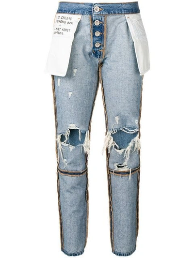 Ben Taverniti Unravel Project Unravel Project Reverse Distressed Jeans In Blue