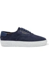 AXEL ARIGATO AXEL ARIGATO WOMAN LEATHER-TRIMMED SUEDE SNEAKERS NAVY,3074457345619843146