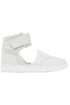NIKE WOMAN THE 1 REIMAGINED AIR JORDAN 1 LOVER CUTOUT LEATHER HIGH-TOP SNEAKERS OFF-WHITE,US 1392478912148