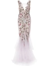 MARCHESA FLORAL BEADED GOWN