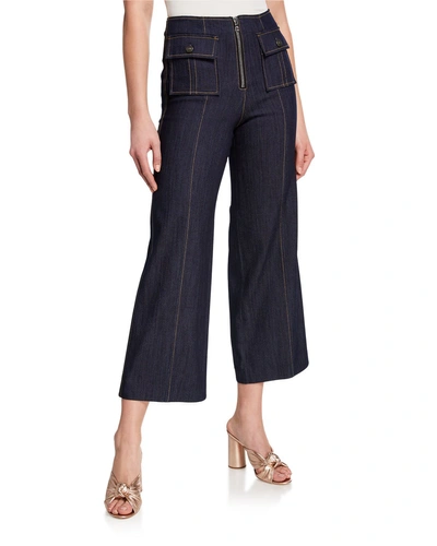 CINQ À SEPT AZURE WIDE-LEG STITCHED PANTS,PROD145210027