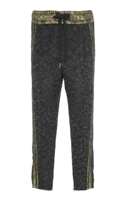Dolce & Gabbana Jacquard Drawstring Trousers In Black
