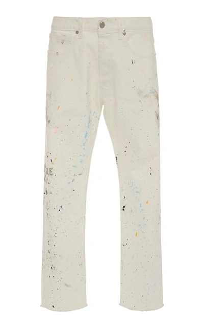 Lost Daze Painted Distressed Straight Leg Jeans In White