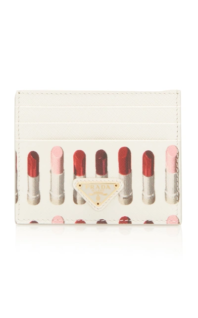 Prada Lipstick-print Leather Cardholder