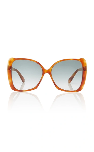 Gucci 62mm Oversize Butterfly Sunglasses - Lt Havana/ Green Gradient