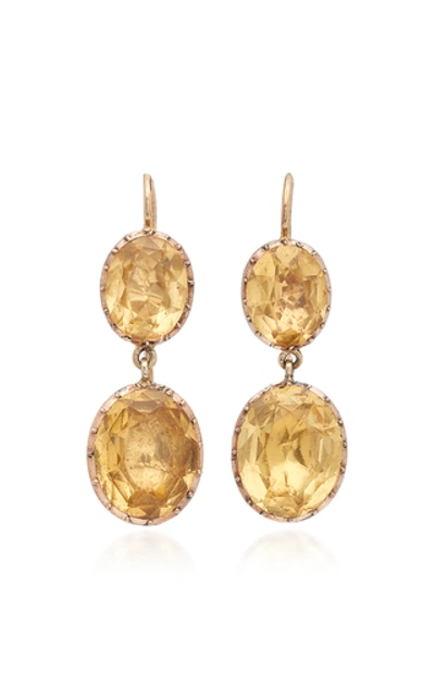 Vela 9k Gold Citrine-glass Earrings In Yellow