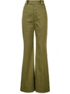 Proenza Schouler Cotton-twill Flared Pants In Leaf Green