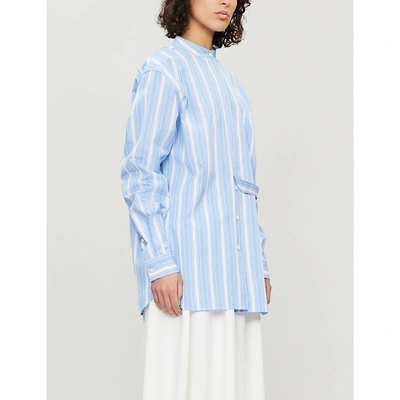 Jil Sander Giusy Striped Cotton Shirt In Pastel Blue