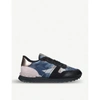VALENTINO GARAVANI CAMOUFLAGE SUEDE AND LEATHER TRAINERS