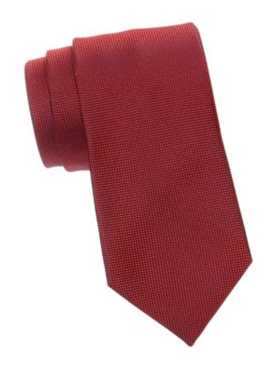 Ermenegildo Zegna Solid Essential Check Silk Tie In Red
