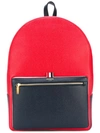 THOM BROWNE COLOR-BLOCKED UNSTRUCTURED LEATHER BACKPACK