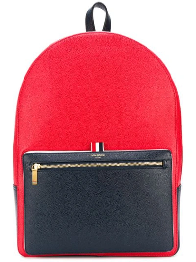 Thom Browne Colour-blocked Unstructured Leather Backpack In Red