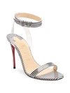 CHRISTIAN LOUBOUTIN Jonatina 100 Stripe Leather Slingback Sandals