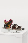 Chloé Sonnie Python-effect Leather Trainer Sandals In Beige