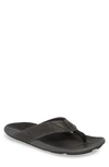 Olukai 'nui' Leather Flip Flop In Lava Rock Leather