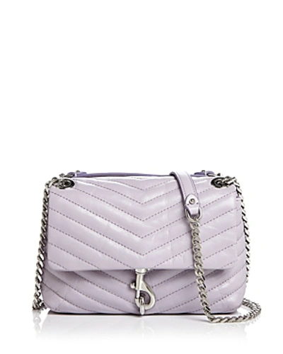 Rebecca Minkoff Edie Quilted Leather Crossbody In Light Orchid/silver