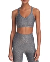 Beyond Yoga Double Back Alloy-speckled Sports Bra In Black/white