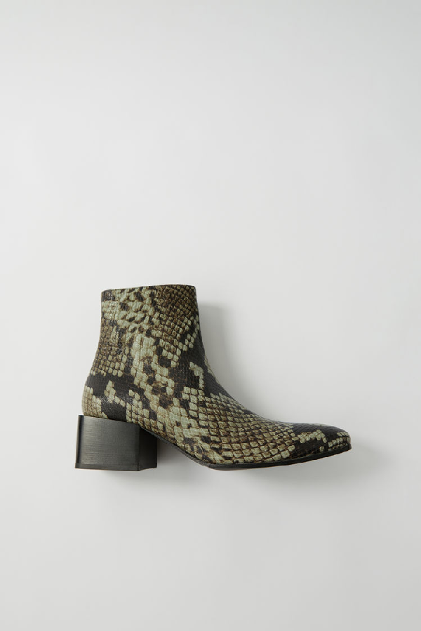 acne snakeskin boots