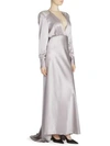 ALESSANDRA RICH Deep-V Long Sleeve Silk Gown