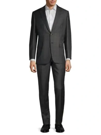 Brioni Virgin Wool Windowpane Suit In Graphite