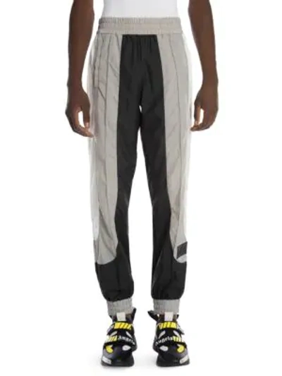 Palm Angels Men's Colorblock Nylon Track Pants In Light Grey Multi