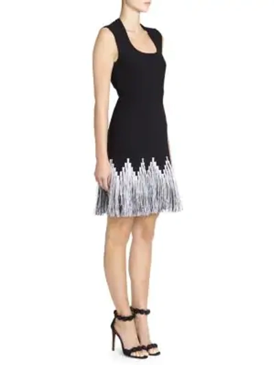 Alaïa Women's Raphia Fringe Sleeveless Dress In Black White