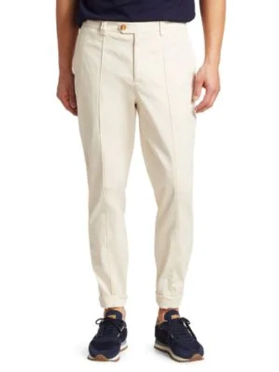 Brunello Cucinelli Crease Leisure-fit Trousers In White