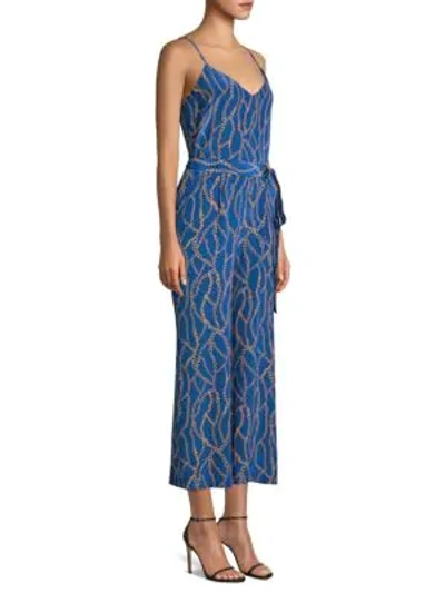 L Agence Jaelyn Chain Print Jumpsuit In Royal Blue Multi